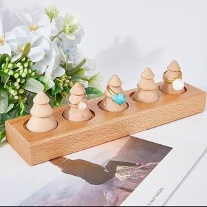 Conical Wooden Ring Holder Display Stand